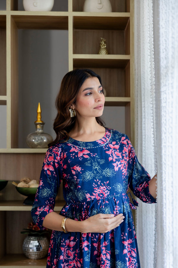 Coral Reef Flared Maternity Gown