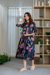 Ebony Garden Flared Maternity Gown - Me&My