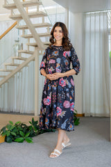 Ebony Garden Flared Maternity Gown - Me&My