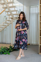 Ebony Garden Flared Maternity Gown - Me&My