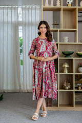 Burgundy Paisley Flared Maternity Gown - Me&My