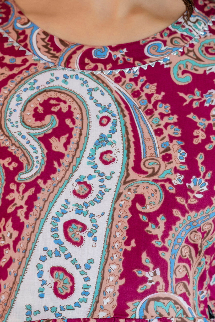 Burgundy Paisley Flared Maternity Gown — image 8