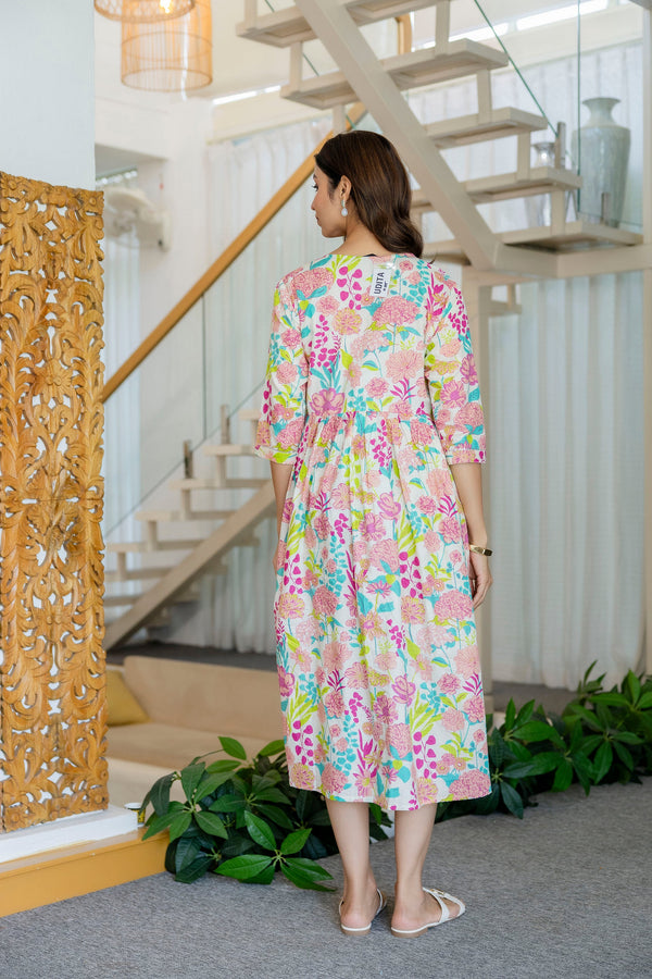 Spring Bouquet Flared Maternity Gown