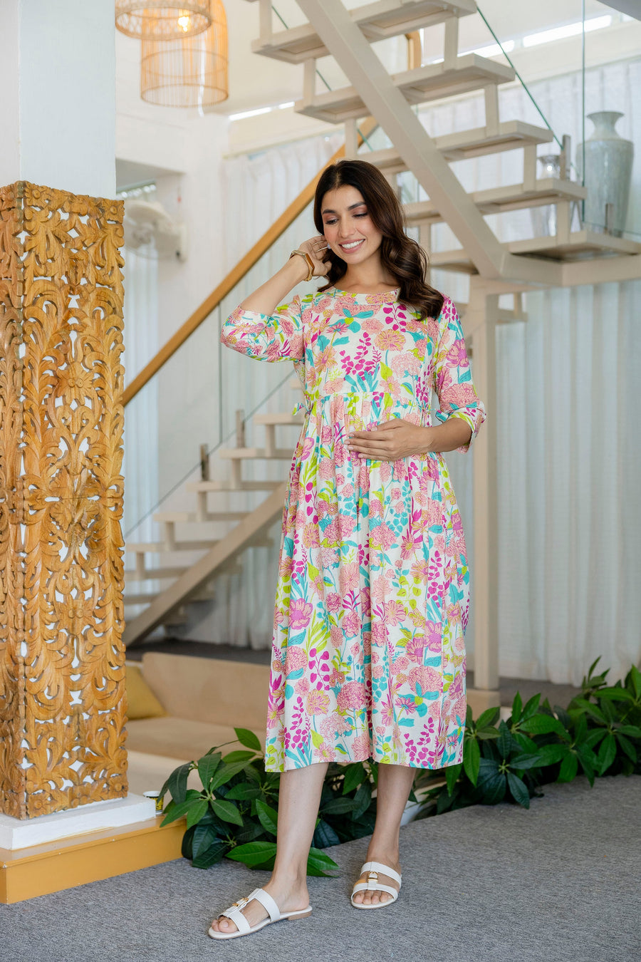 Spring Bouquet Flared Maternity Gown — image 5