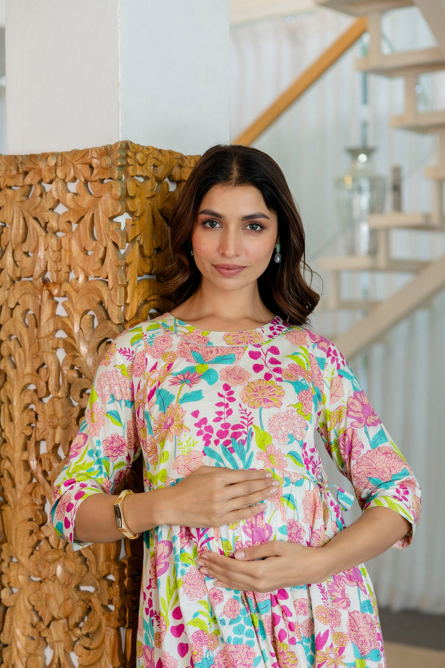 Spring Bouquet Flared Maternity Gown — image 6