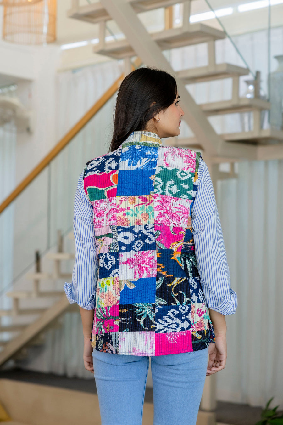 Artisan Patchwork Reversible Kantha Quilted Jacket Vest — image 6