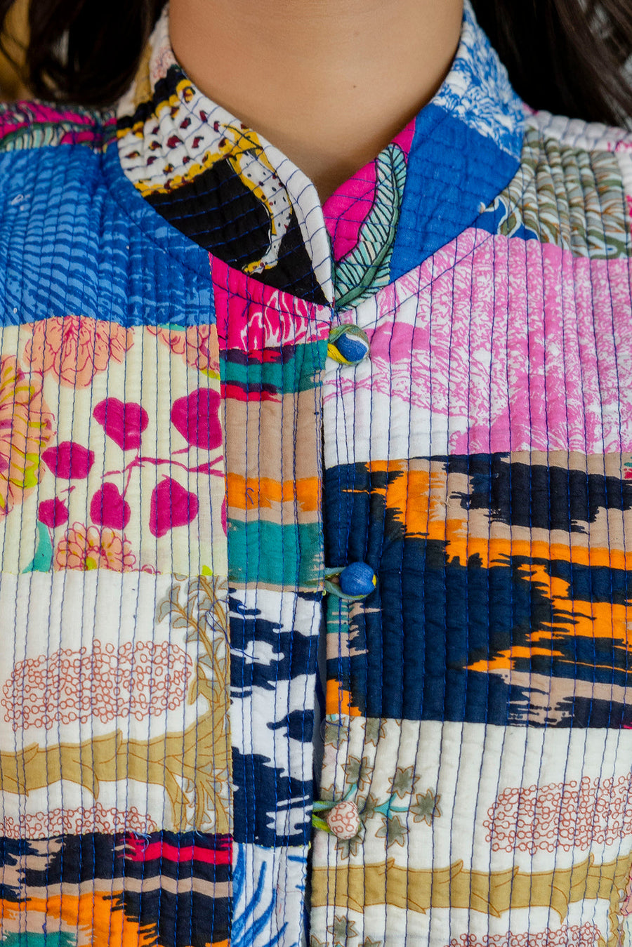 Artisan Patchwork Reversible Kantha Quilted Jacket Vest — image 11