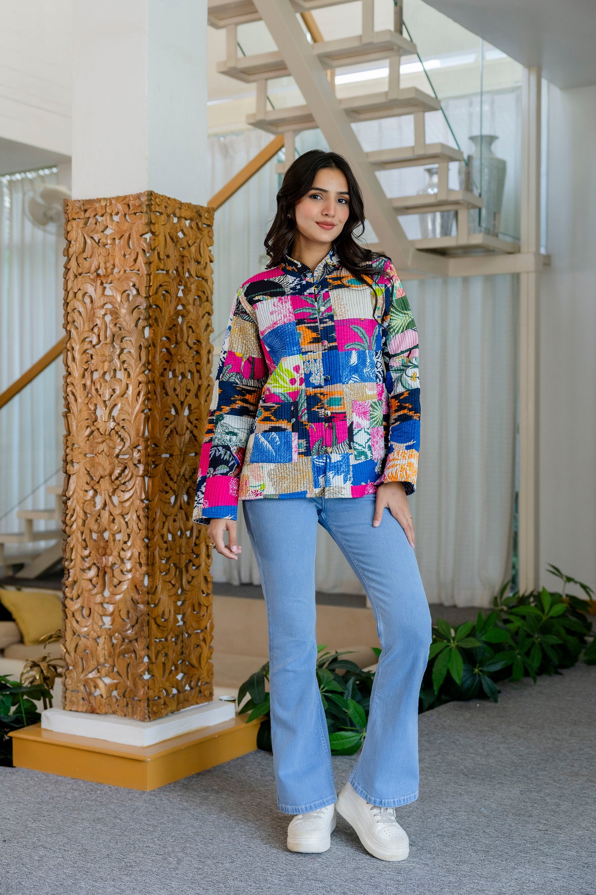 Kaleidoscope Dreams Reversible Kantha Quilted Jacket - Me&My