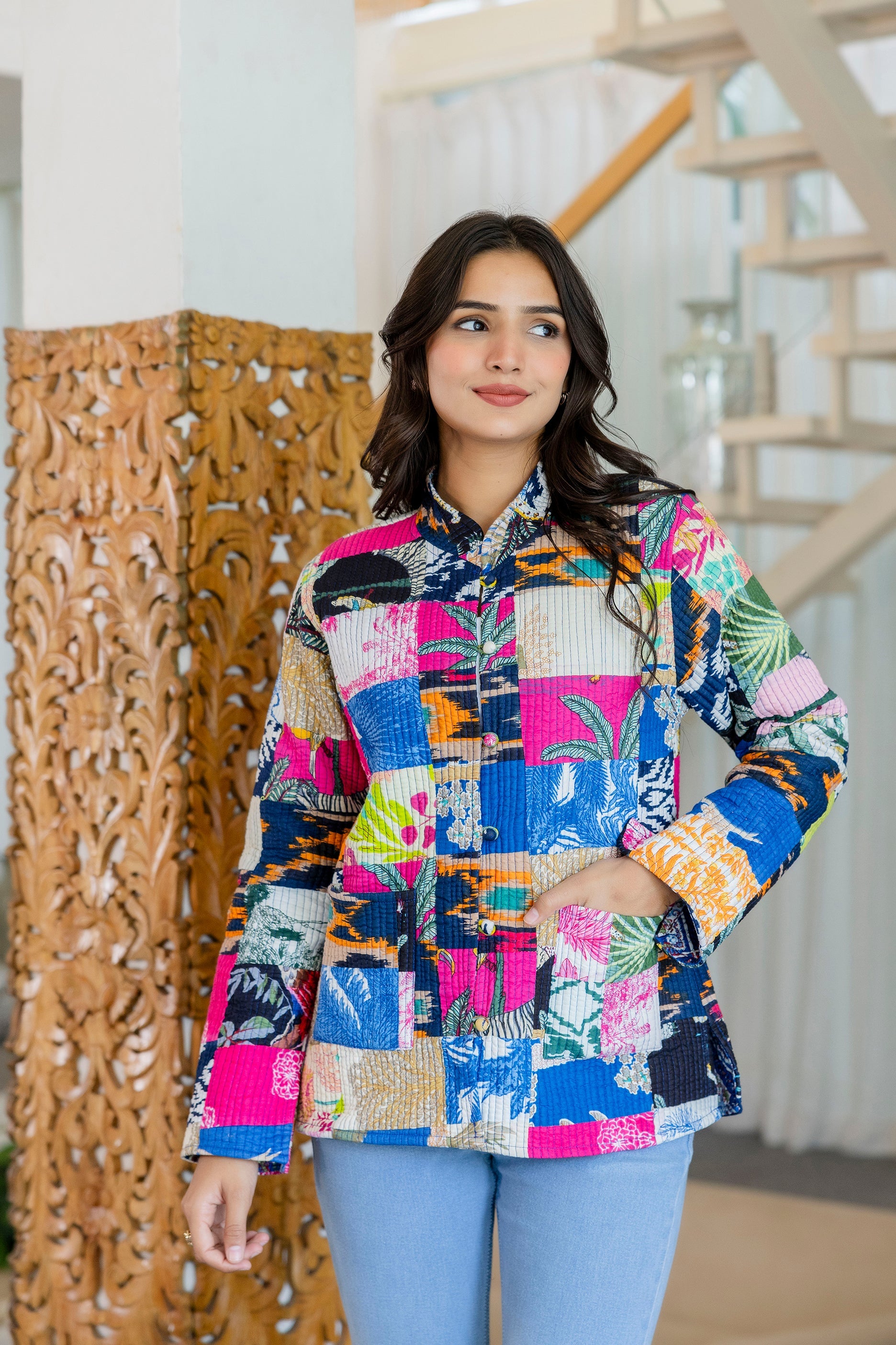 Kaleidoscope Dreams Reversible Kantha Quilted Jacket - Me&My