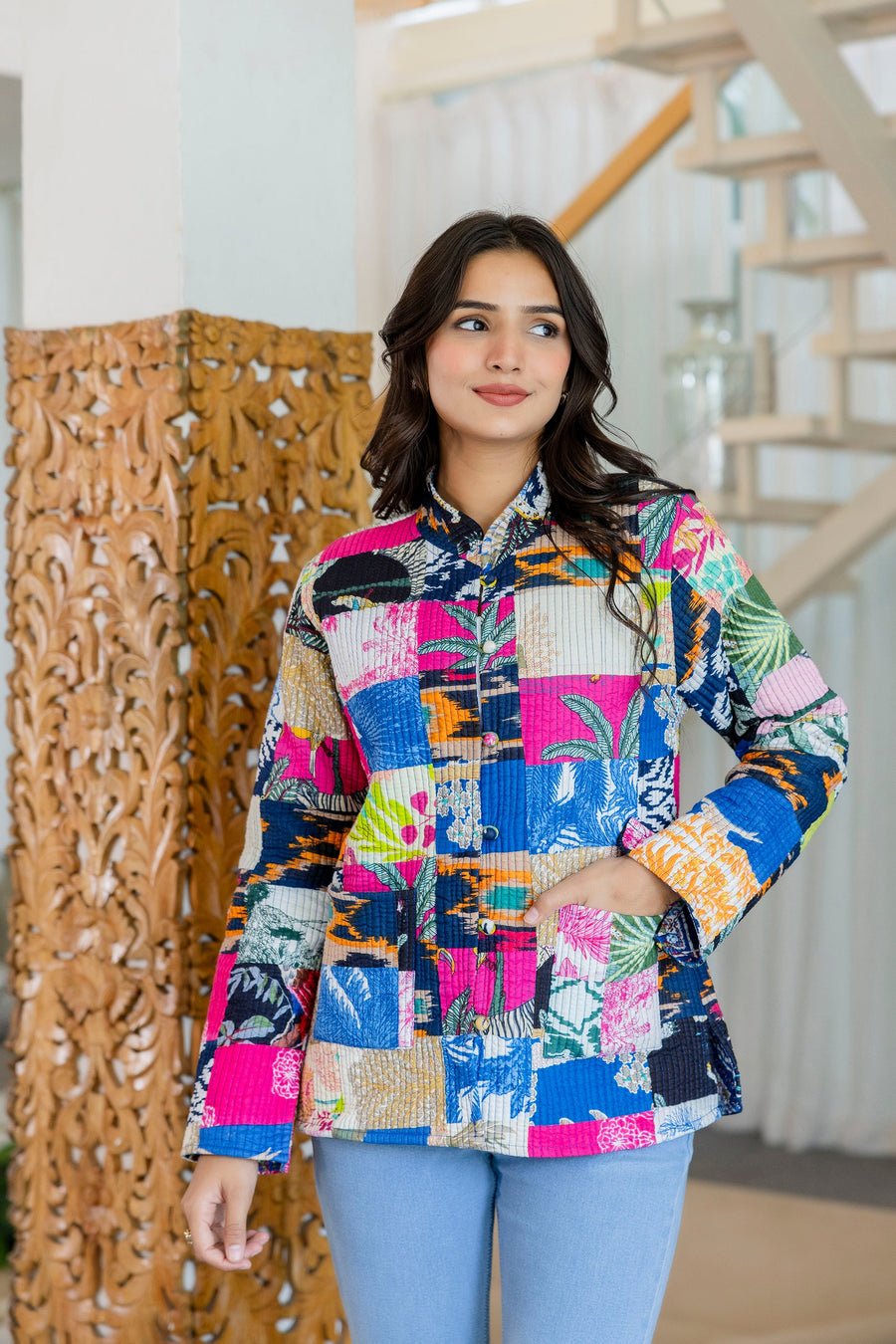 Kaleidoscope Dreams Reversible Kantha Quilted Jacket — image 6