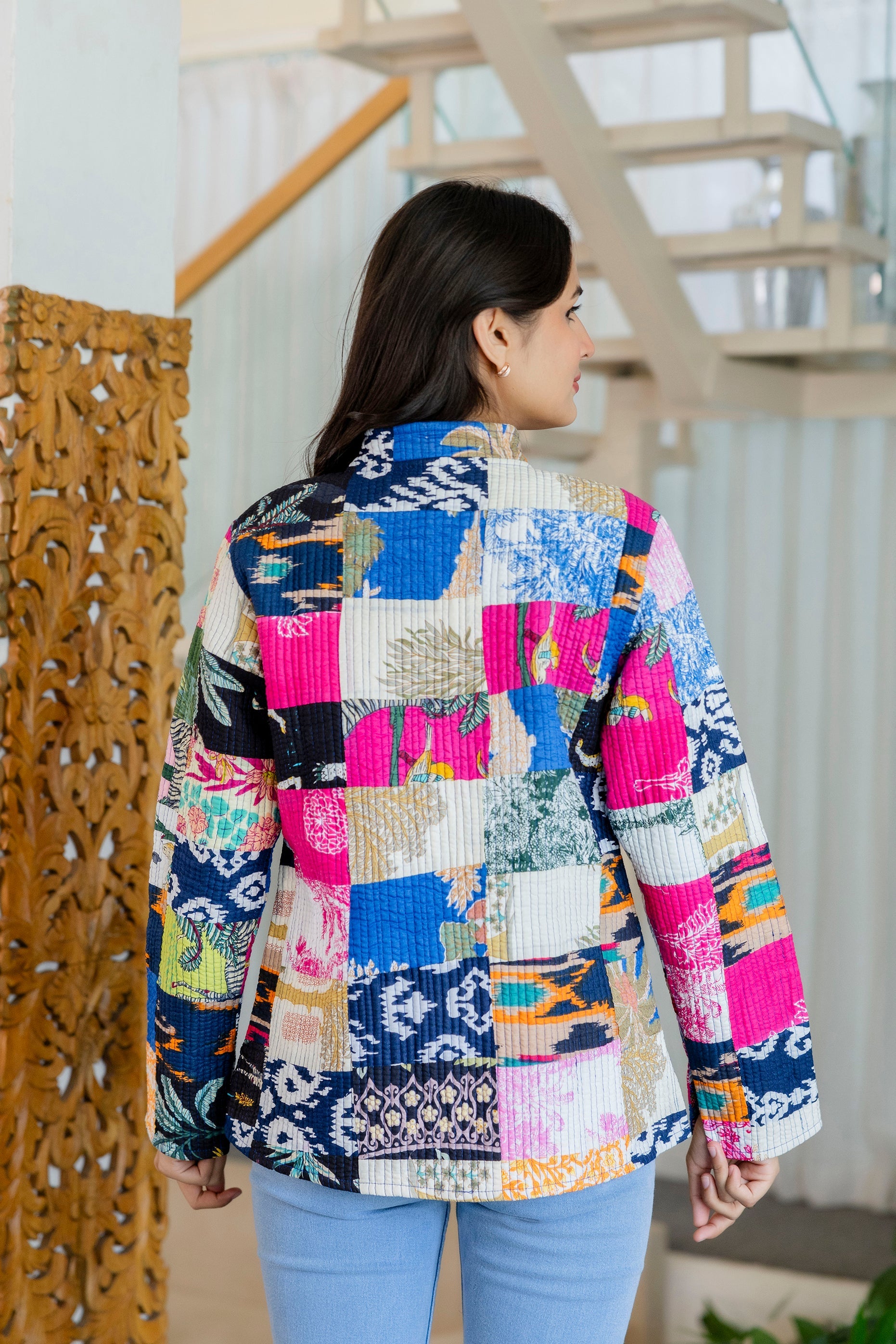Kaleidoscope Dreams Reversible Kantha Quilted Jacket - Me&My