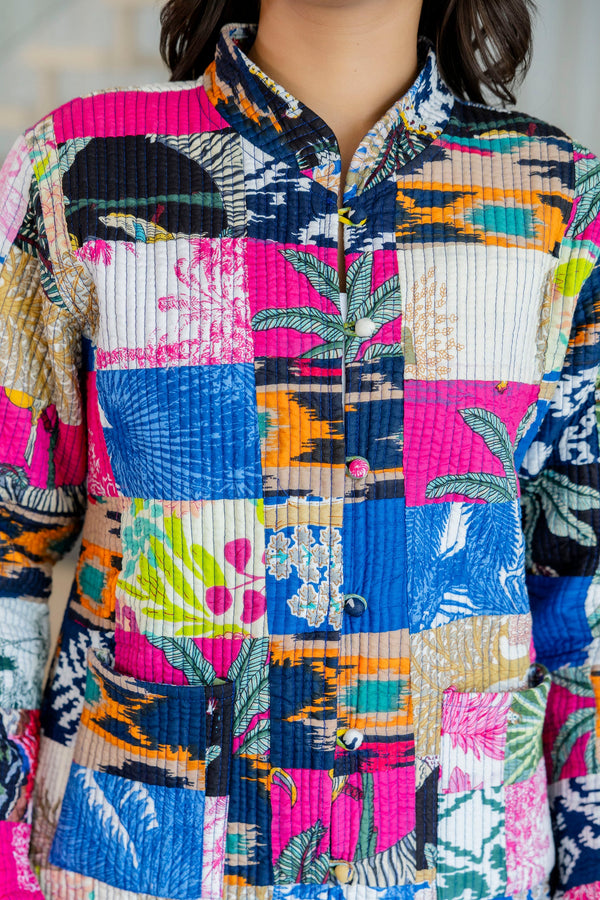 Kaleidoscope Dreams Reversible Kantha Quilted Jacket