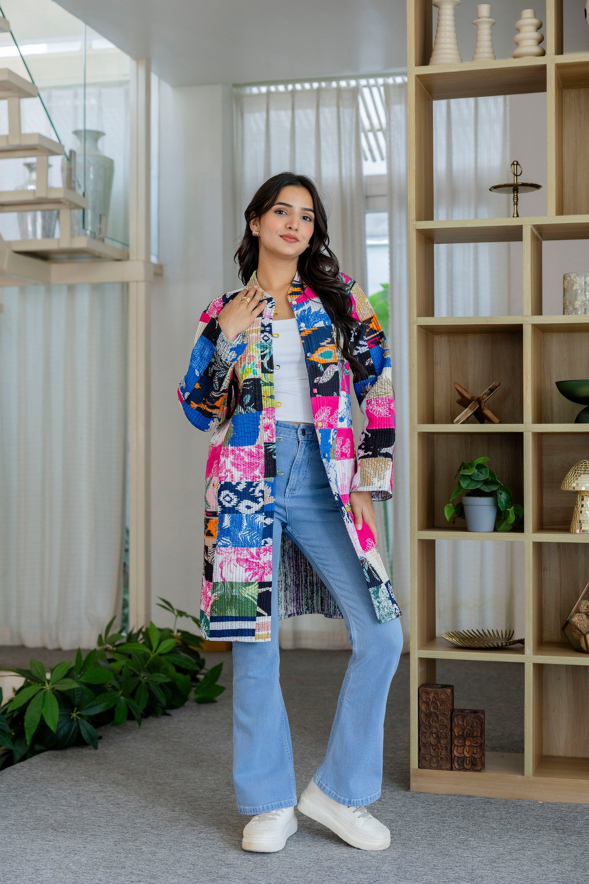 Mosaic Melody Reversible Kantha Quilted Jacket - Me&My