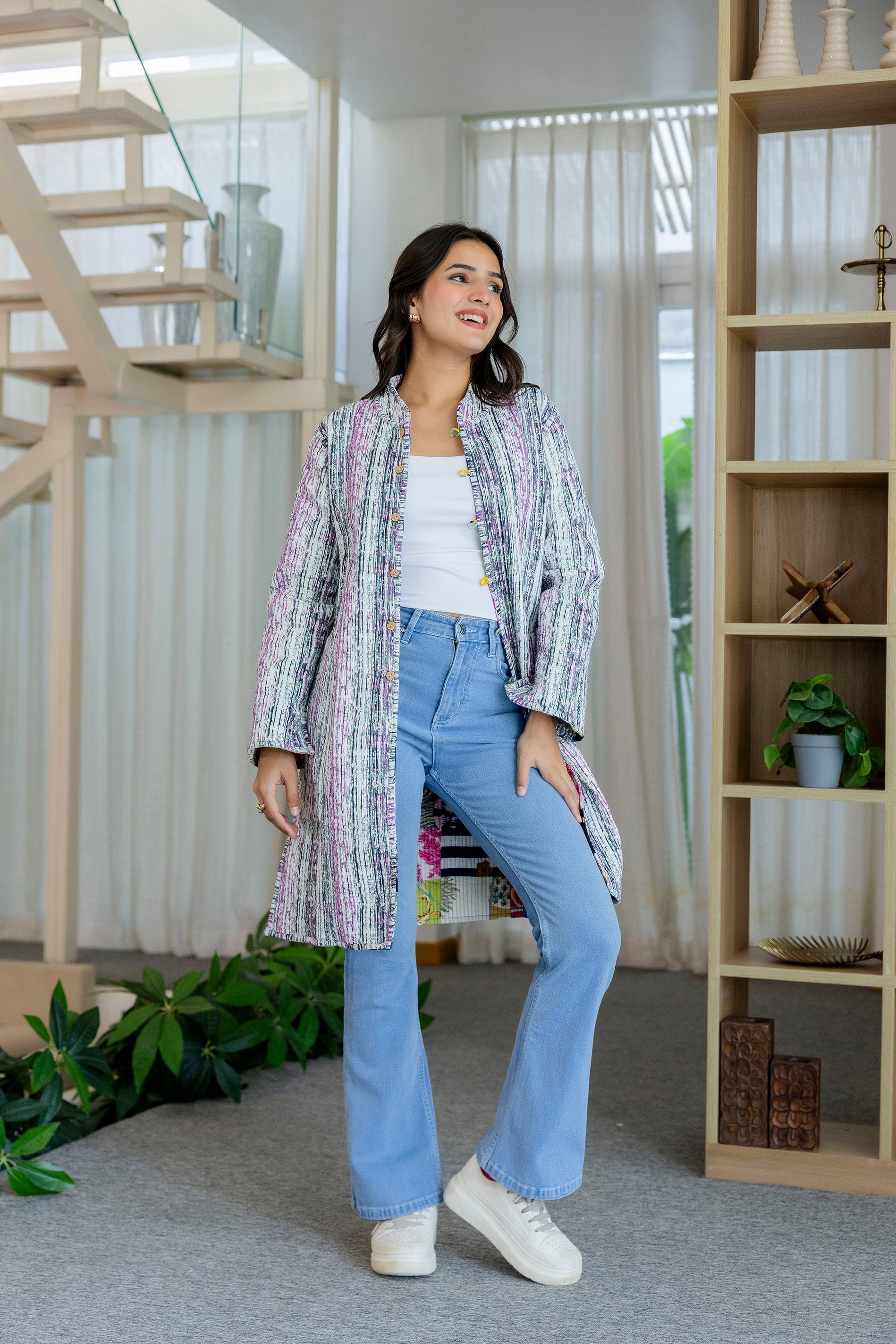 Mosaic Melody Reversible Kantha Quilted Jacket - Me&My