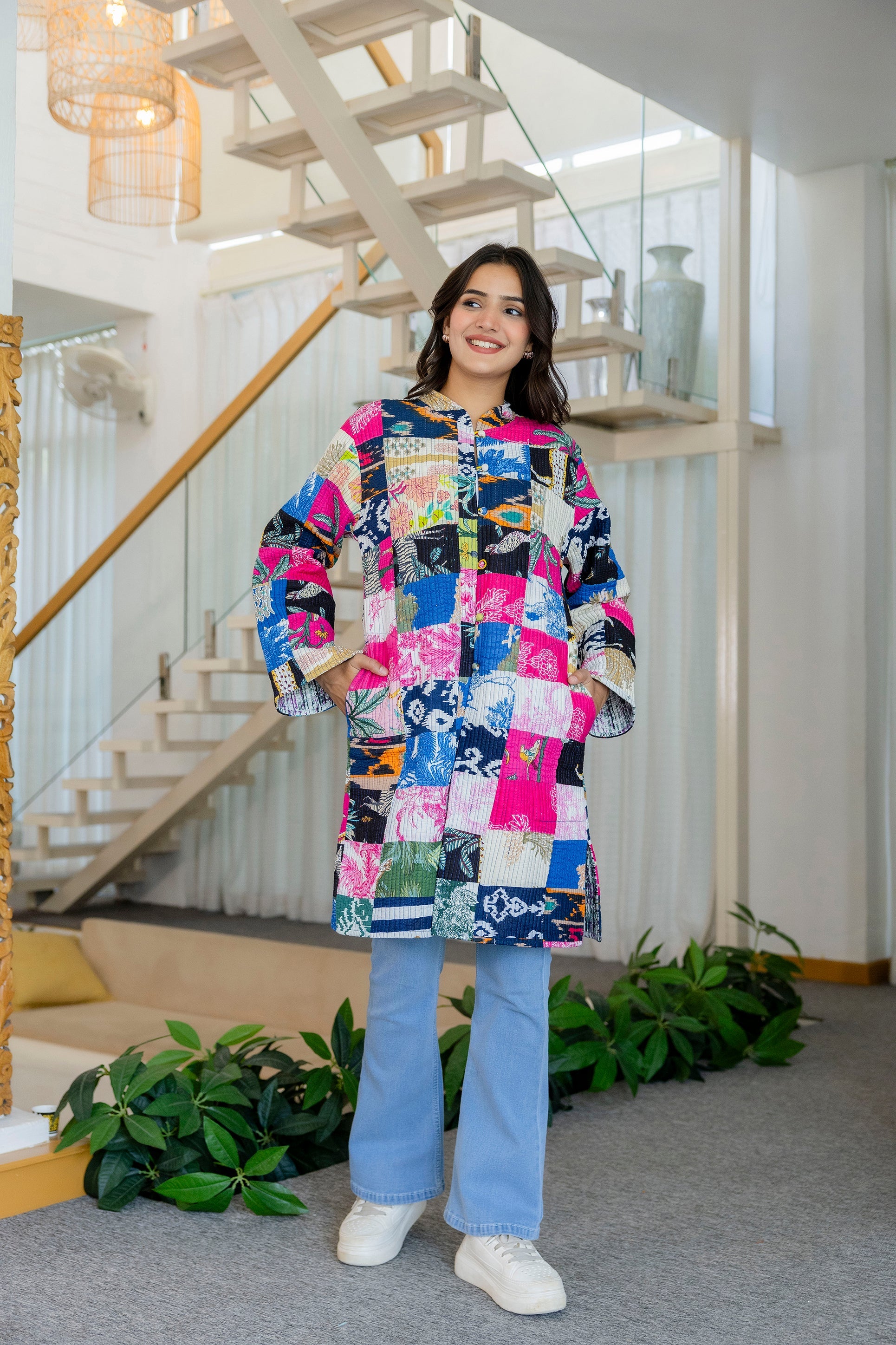 Mosaic Melody Reversible Kantha Quilted Jacket - Me&My