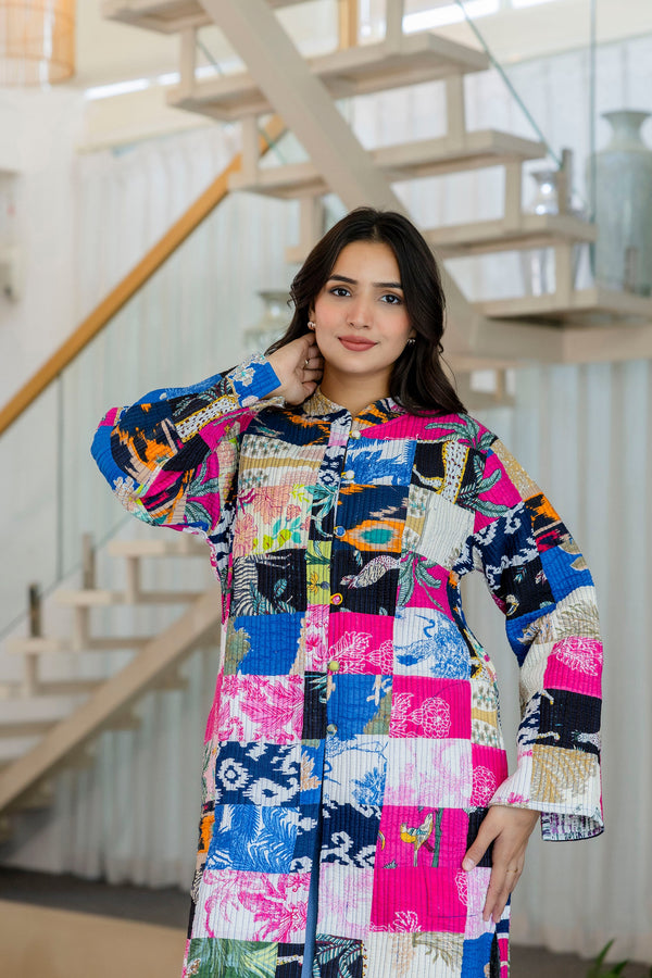 Mosaic Melody Reversible Kantha Quilted Jacket