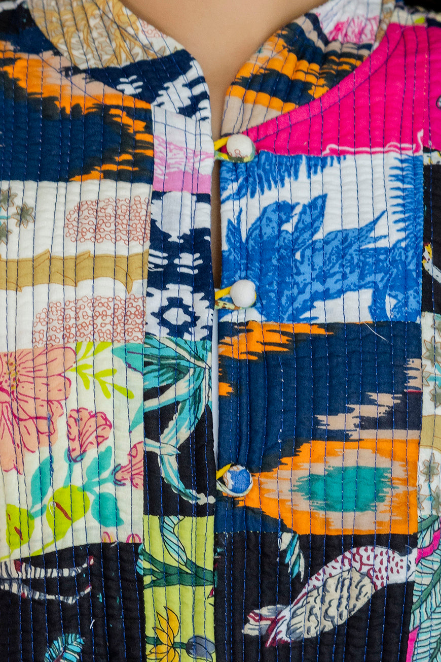 Mosaic Melody Reversible Kantha Quilted Jacket - Me&My