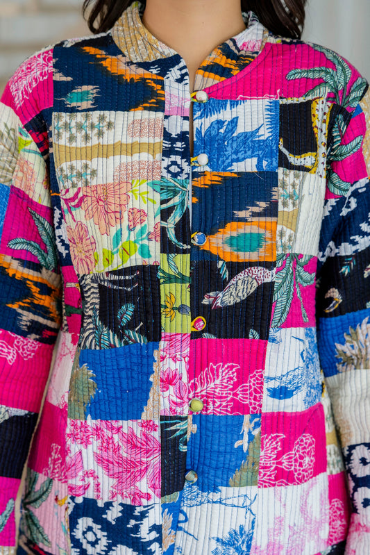Mosaic Melody Reversible Kantha Quilted Jacket - Me&My