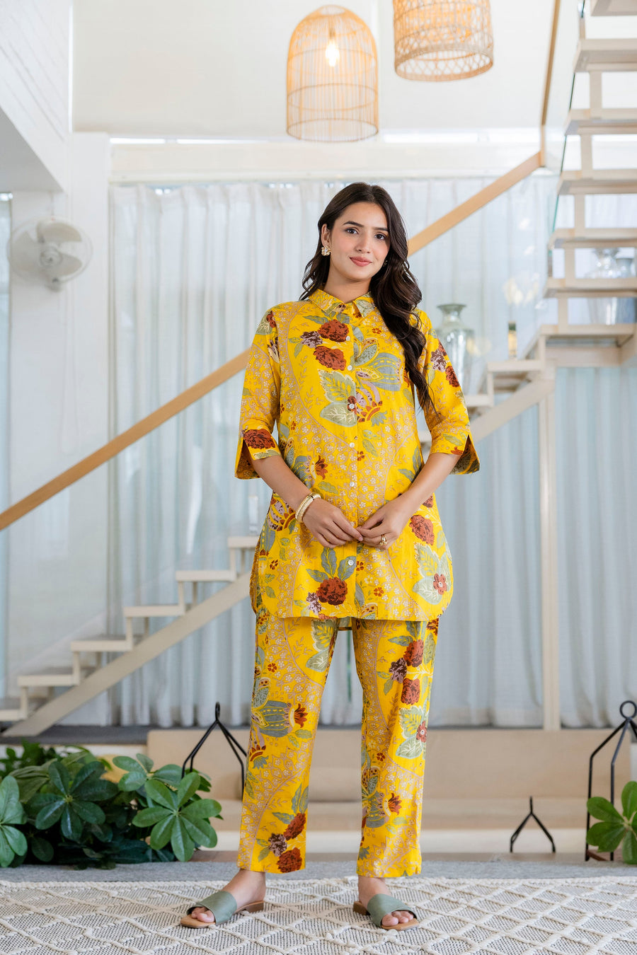 Saffron Meadow Shirt Style Cotton Co-ord Set — image 11