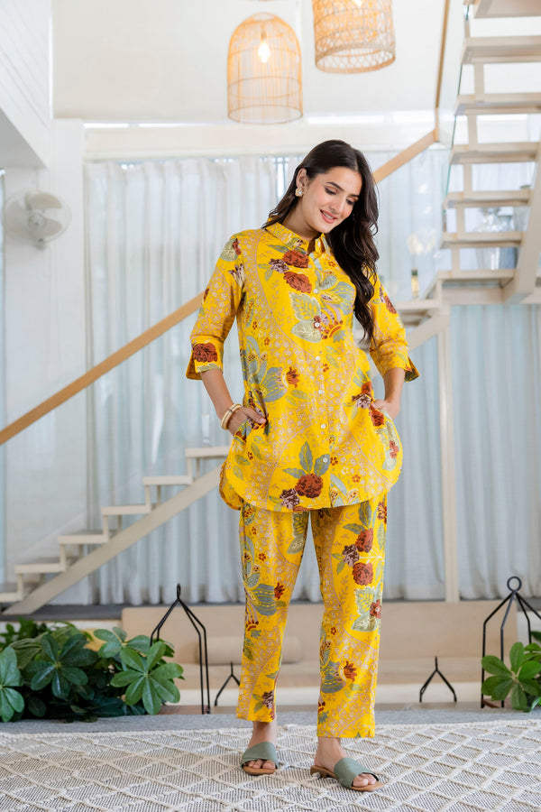 Saffron Meadow Shirt Style Cotton Co-ord Set