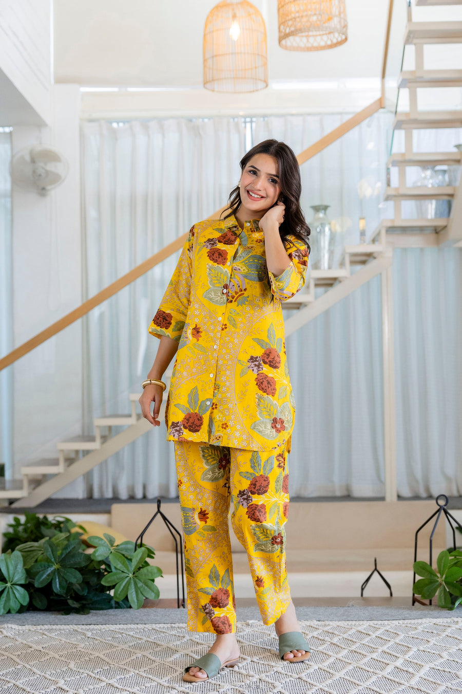 Saffron Meadow Shirt Style Cotton Co-ord Set — image 6