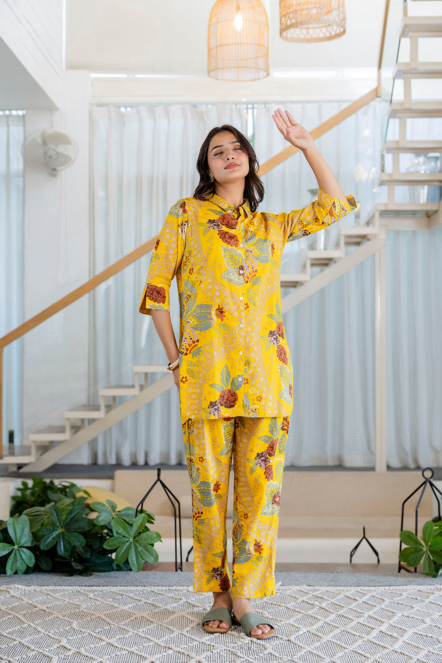Saffron Meadow Shirt Style Cotton Co-ord Set — image 7