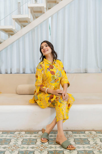 Saffron Meadow Shirt Style Cotton Co-ord Set