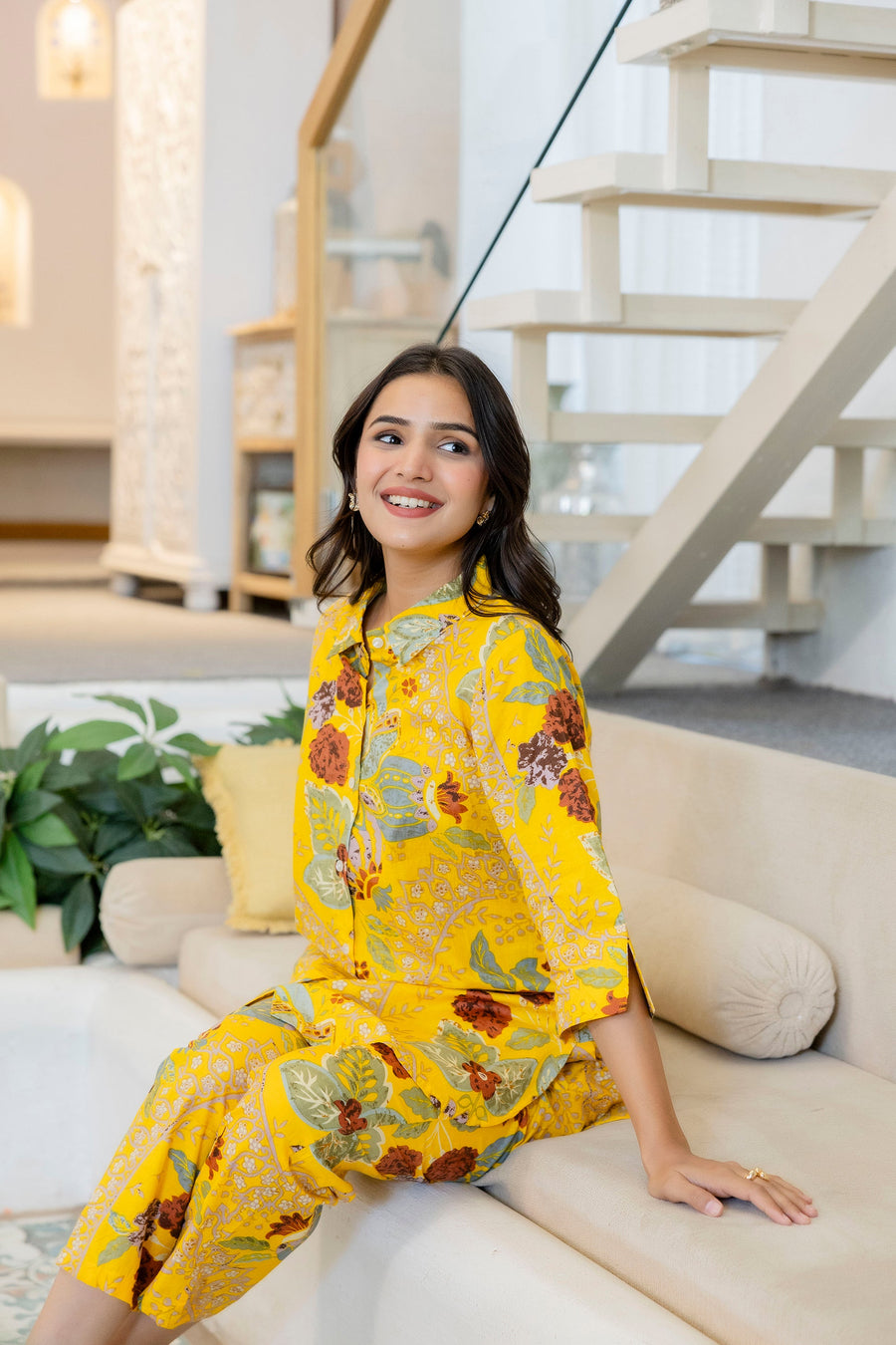 Saffron Meadow Shirt Style Cotton Co-ord Set — image 5