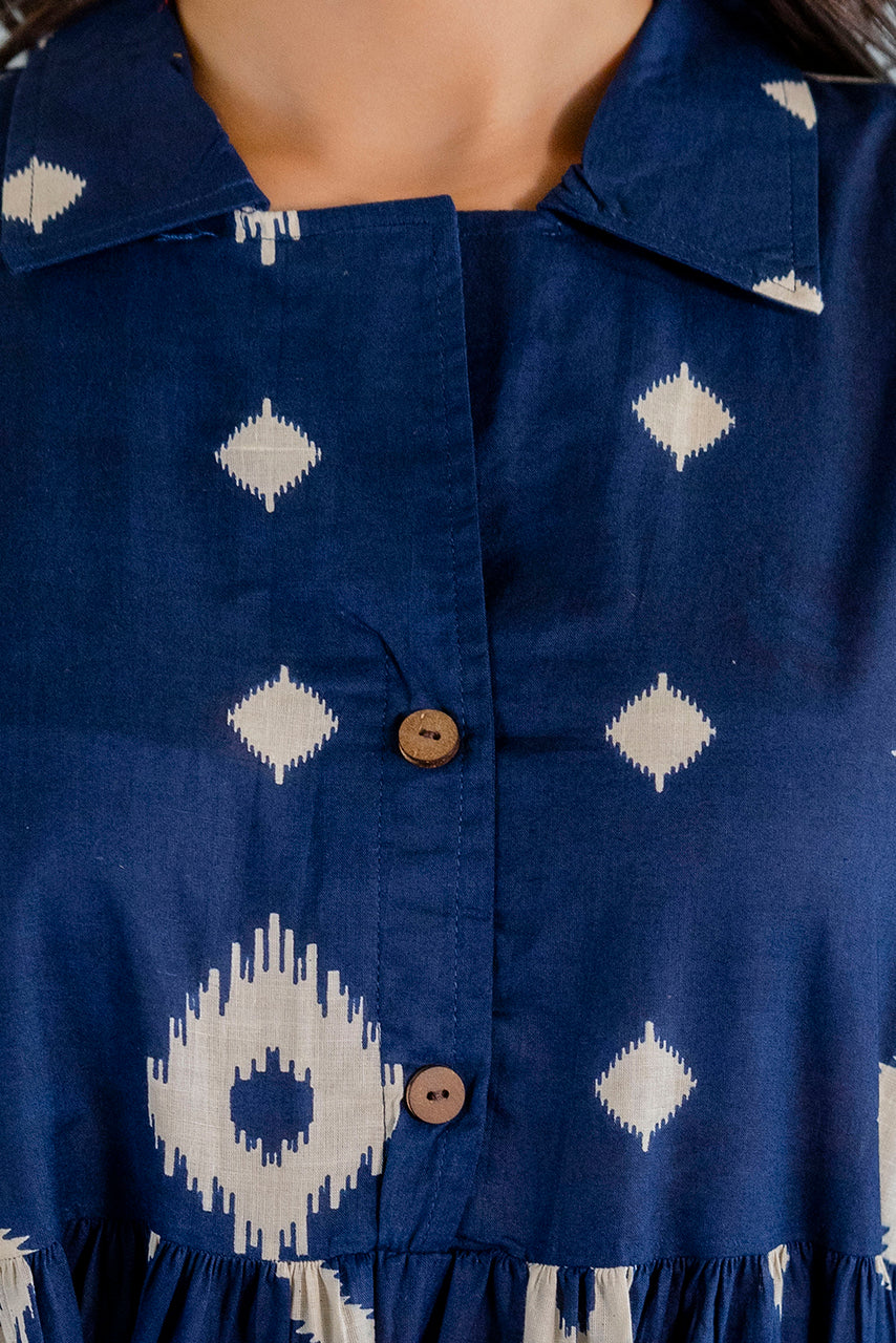 Indigo Ikat Peplum Style Cotton Co-ord Set — image 5