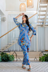 Azure Paisley Shirt Style Cotton Co-ord Set - Me&My