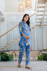 Azure Paisley Shirt Style Cotton Co-ord Set - Me&My