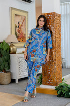 Azure Paisley Shirt Style Cotton Co-ord Set