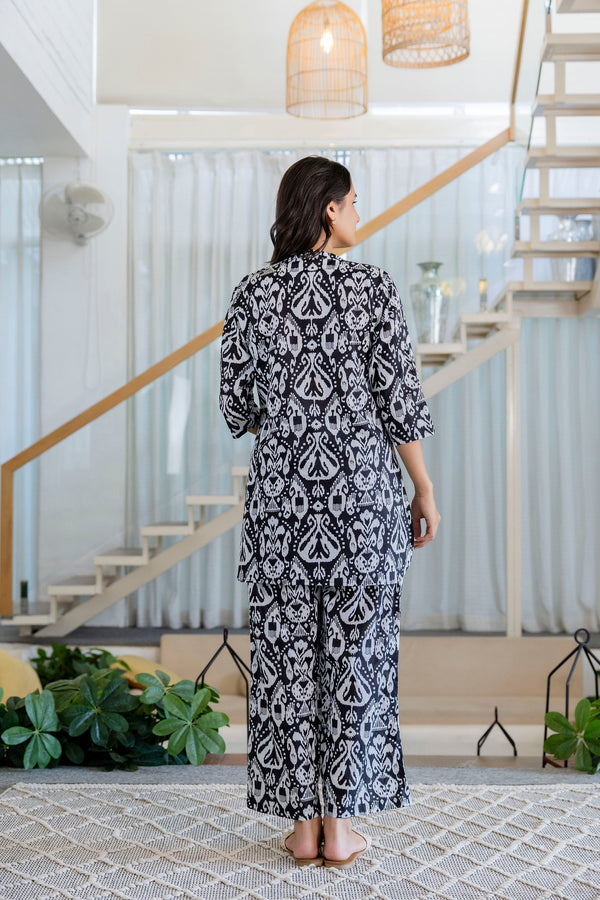 Damask Noir Angrakha Cotton Co-ord Set