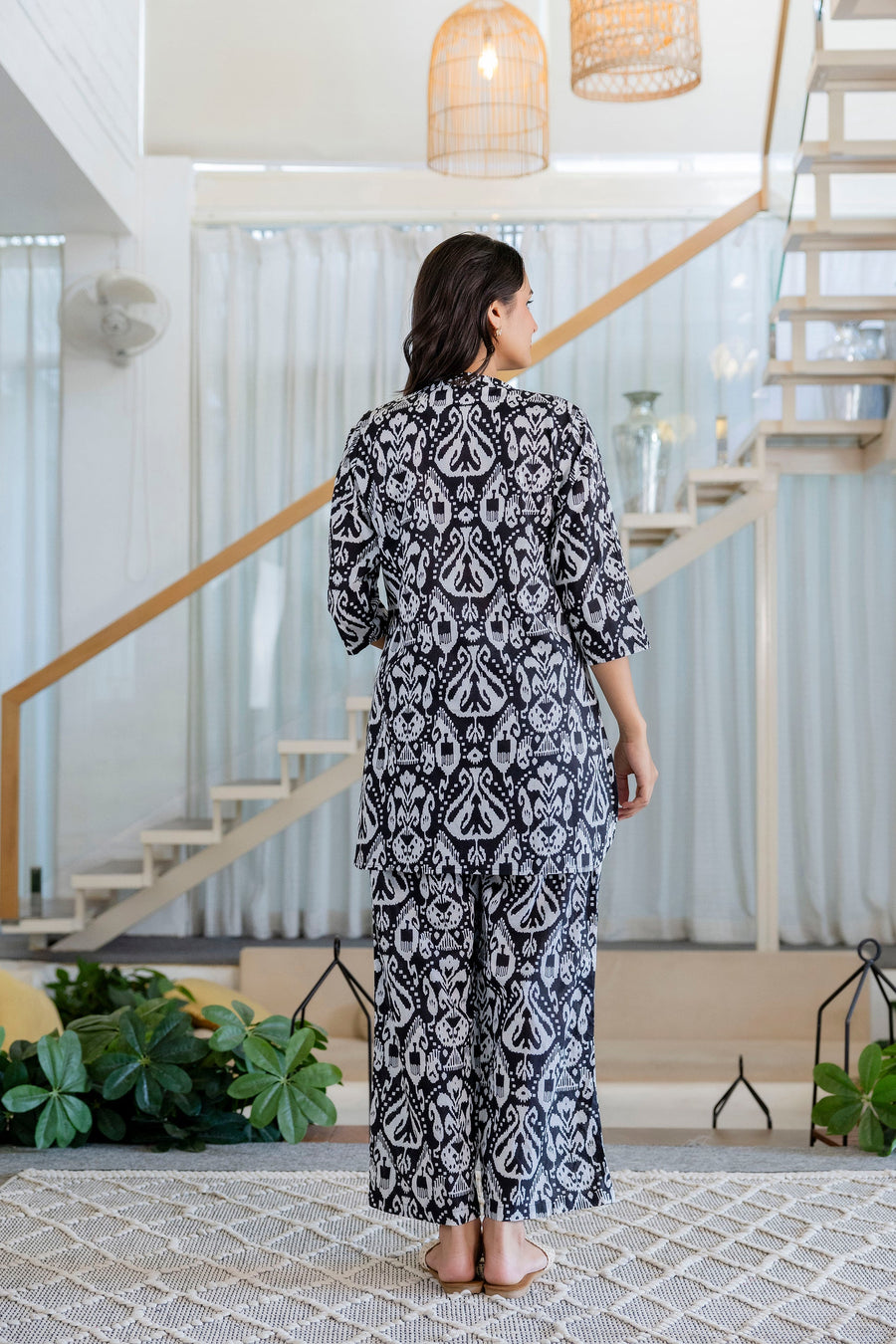Damask Noir Angrakha Cotton Co-ord Set — image 2