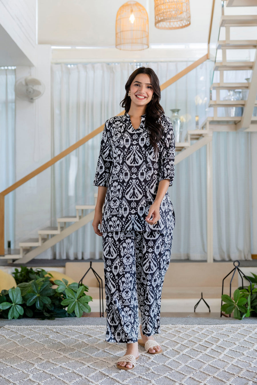 Damask Noir Angrakha Cotton Co-ord Set — image 5
