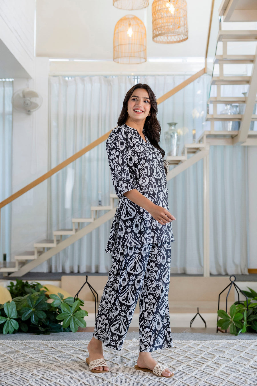 Damask Noir Angrakha Cotton Co-ord Set — image 9