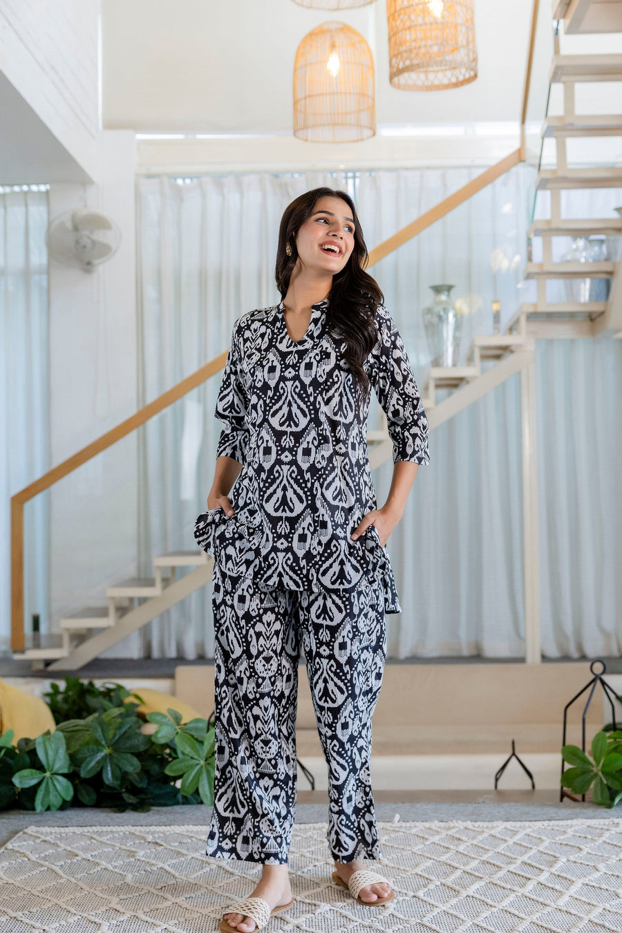 Damask Noir Angrakha Cotton Co-ord Set — image 10