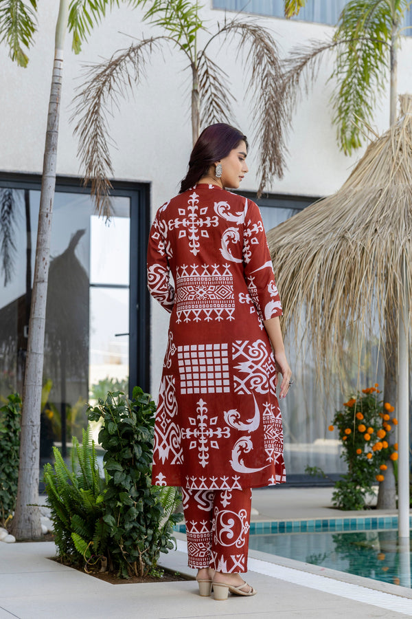 Crimson Heritage Print Cotton Co-ord Set
