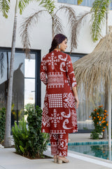 Crimson Heritage Print Cotton Co-ord Set - Me&My