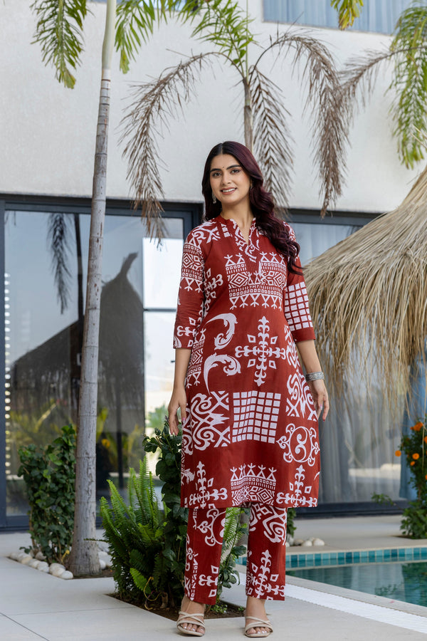 Crimson Heritage Print Cotton Co-ord Set