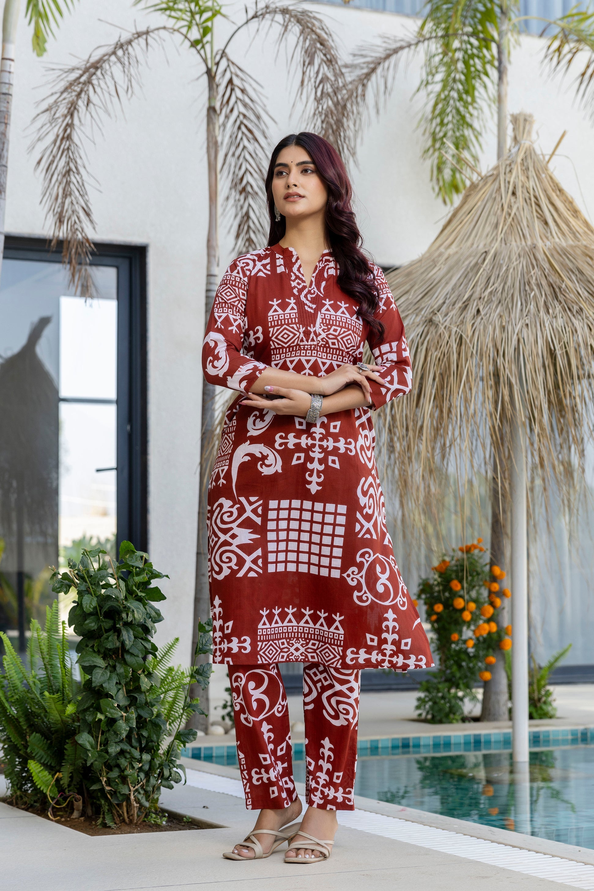 Crimson Heritage Print Cotton Co-ord Set - Me&My