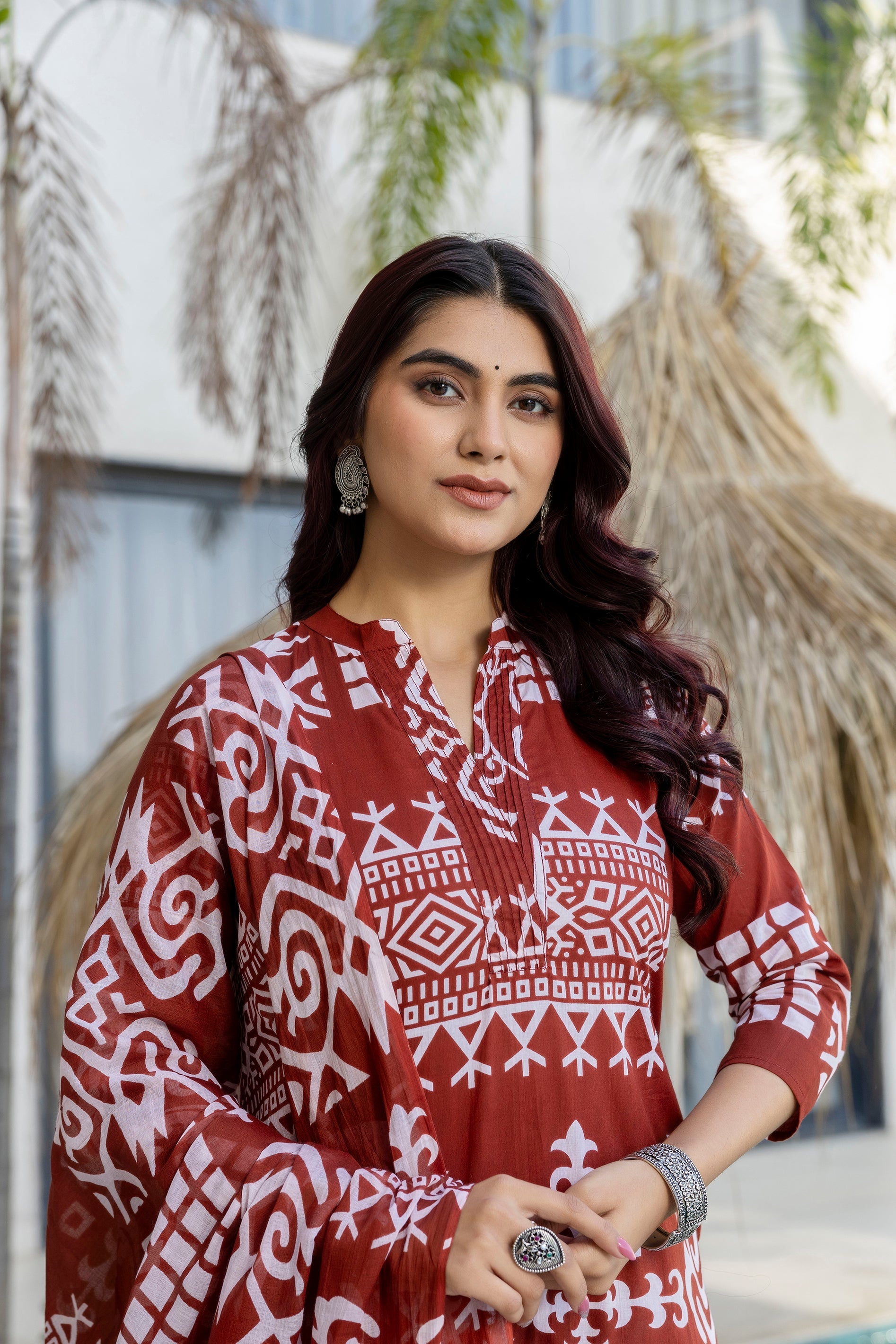 Terra Heritage Cotton Dupatta Set Ð Brown - Me&My