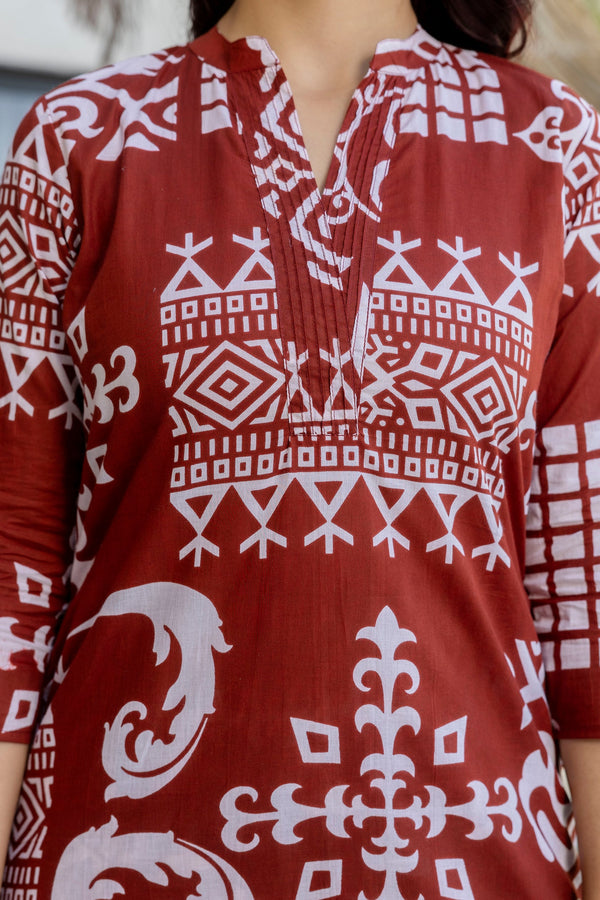Crimson Heritage Print Cotton Co-ord Set