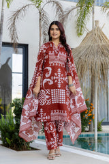 Terra Heritage Cotton Dupatta Set Ð Brown - Me&My