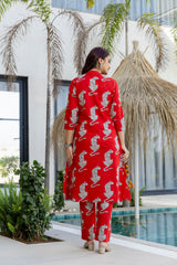 Vivid Tiger Canvas Cotton Co-ord Set Ð Red - Me&My