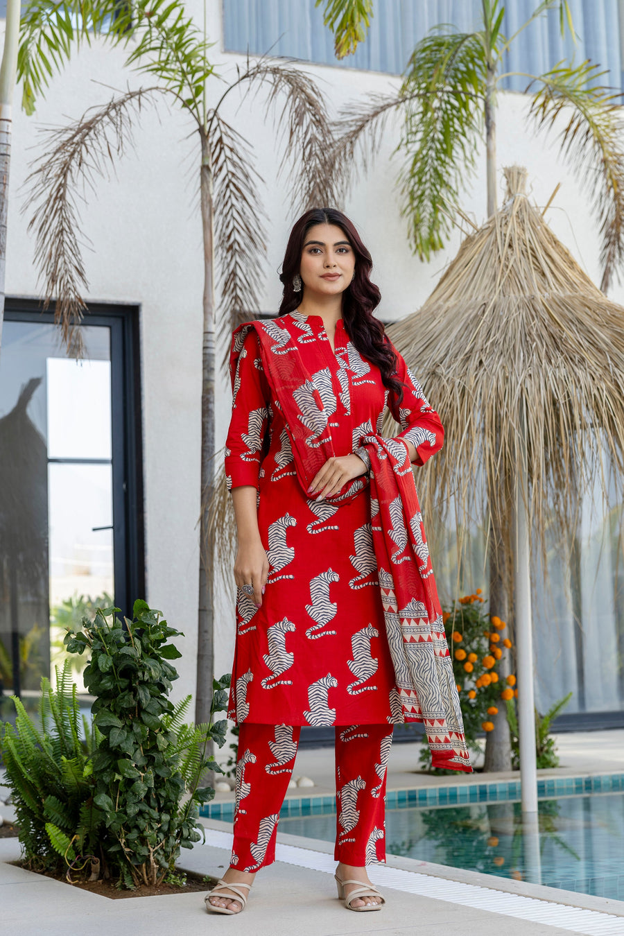 Scarlet Safari Print Cotton Dupatta Set with Dupatta — image 10