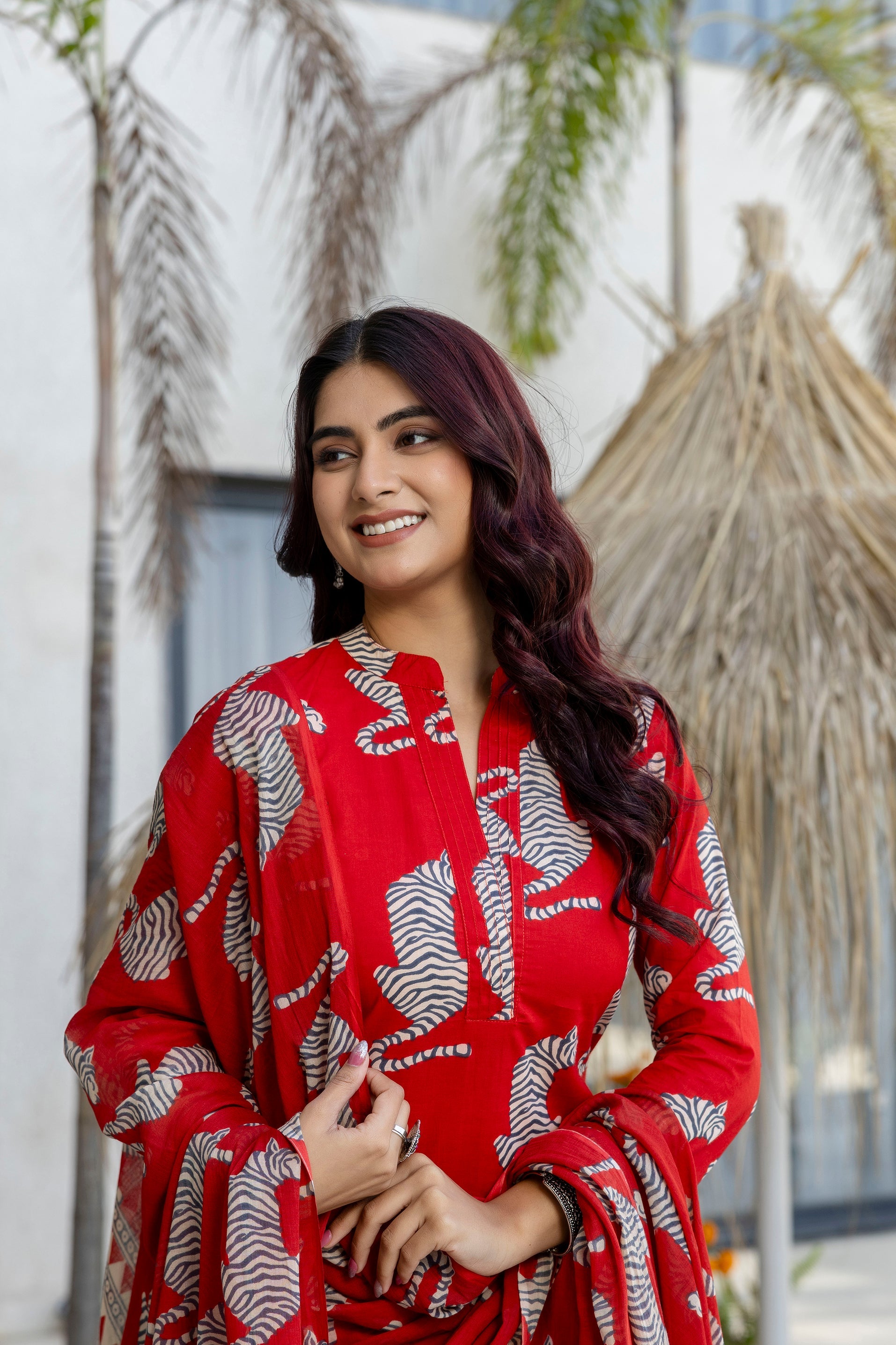 Scarlet Safari Print Cotton Dupatta Set with Dupatta - Me&My