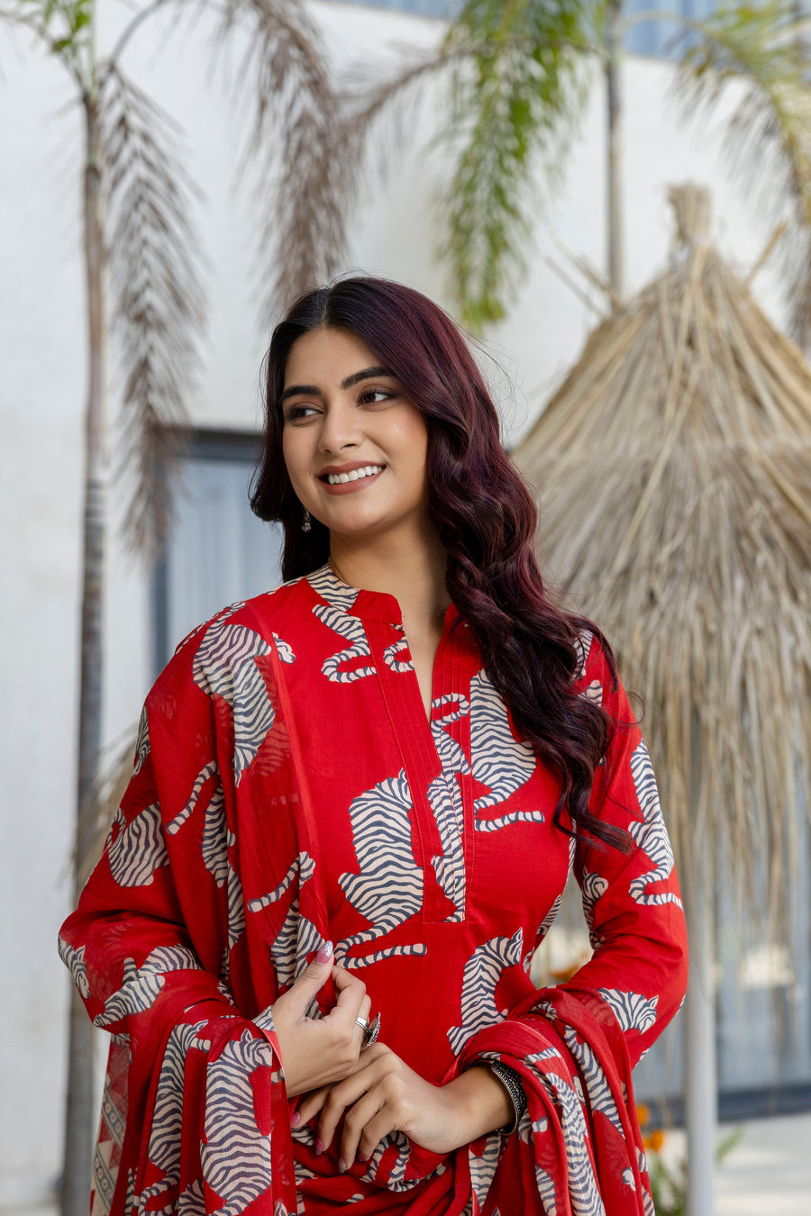 Scarlet Safari Print Cotton Dupatta Set with Dupatta — image 9