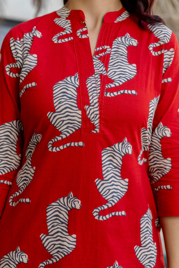 Vivid Tiger Canvas Cotton Co-ord Set