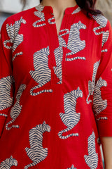Vivid Tiger Canvas Cotton Co-ord Set Ð Red - Me&My